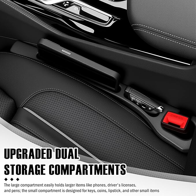 Car Seat Gap Filler 2 Pack,2026 Upgraded Car Seat Gap Filler Organizer with 2-Slot Storage & Phone Holder,Multifunctional in Between Cars Seats Catcher for Gaps 1.1-1.4" Wide