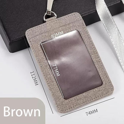 PU Leather ID Badge Holder with Clear Window, Vertical ID Card Holder, Dual Card Slots, 1-Pack Card Holder, 4 Colors