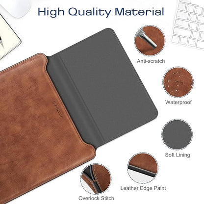 Fintie Sleeve Case for MacBook Air 13.6 A3449 A3240 A3113 A2681, Pro 14 A3427 A3426 A3434 A3401 A3185 A3112 A2992 A2918 A2779 A2442, MacBook Pro/Air/Neo 13 - Slim Bag Cover with Stand, Brown