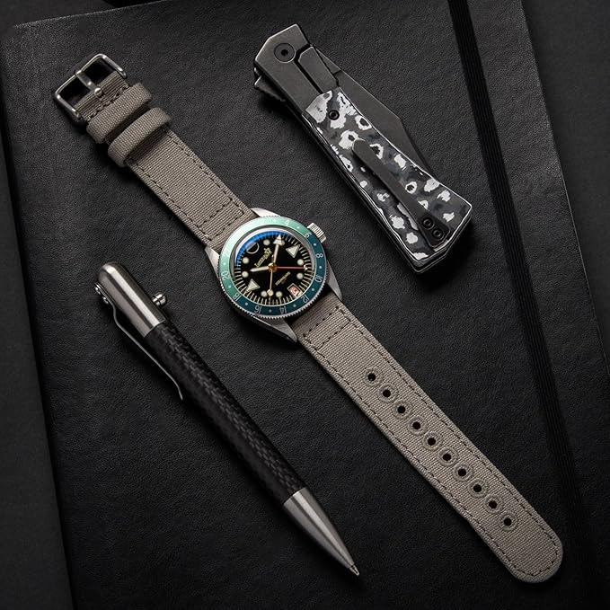 Archer Watch Straps - Canvas Quick Release Watch Bands (Ash Gray, 20mm)