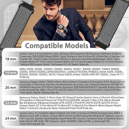 TumpCez Quick Release Watch Band - Choice of Width -18mm 19mm 20mm 22mm 24mm Watch Bands, Solo Loop Adjustable Elastic Nylon Watch Straps Replacement Wristband for Men Women