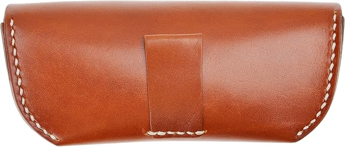 ZLYC Unisex Semi Hard Genuine Leather Eyeglass Case With Belt Loop for Prescription Eyeglasses & Standard Sized Sunglasses