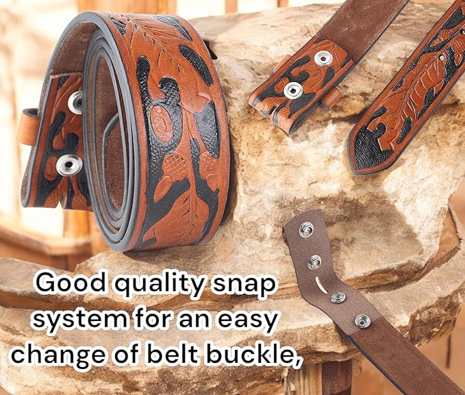 F&L CLASSIC Western Belt without buckle for men – Full Grain Leather Cowboy Belts for jeans - One Piece Leather strap belt