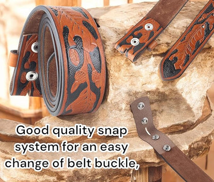 F&L CLASSIC Western Belt without buckle for men – Full Grain Leather Cowboy Belts for jeans - One Piece Leather strap belt