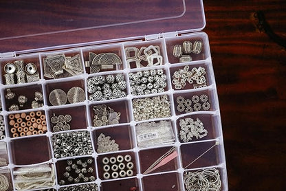 Xiaoyztan 8 Grids Clear Plastic Organizer with Adjustable Dividers, Jewelry Box Bead Storage Container for Small Parts, Fishing Tackle, DIY Crafts, and Earrings, Overall 7.3in x 4.9in