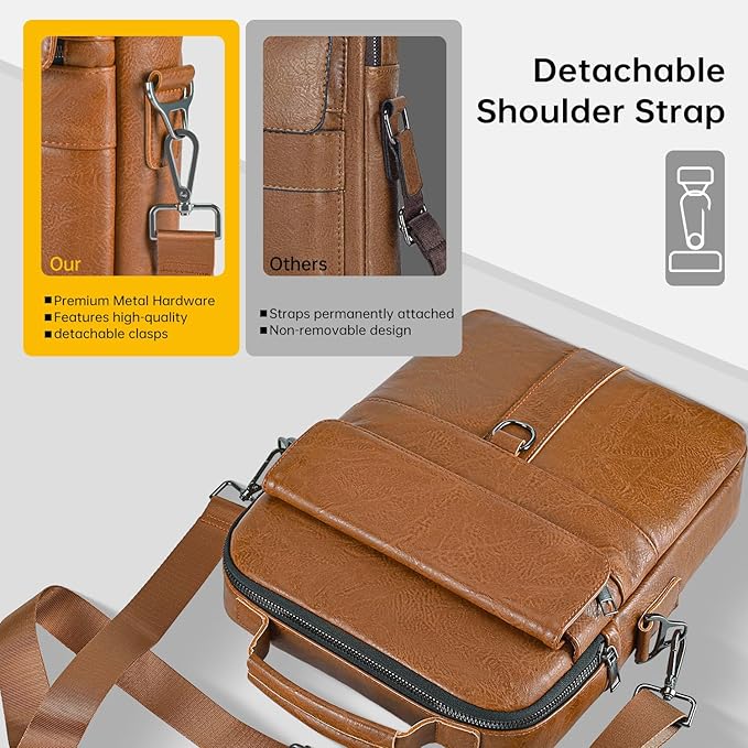 12.9-13 Inch iPad Carrying Leather Bag for 2026 2025 13 inch iPad Air M4 M3 & iPad Pro M4 M5 with Magic Keyboard, iPad Pro 12.9, Travel Shoulder Sleeve Case, Brown