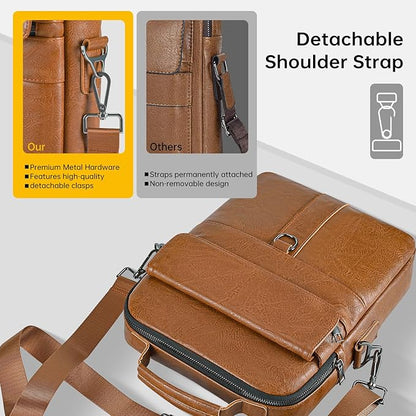 12.9-13 Inch iPad Carrying Leather Bag for 2026 2025 13 inch iPad Air M4 M3 & iPad Pro M4 M5 with Magic Keyboard, iPad Pro 12.9, Travel Shoulder Sleeve Case, Brown