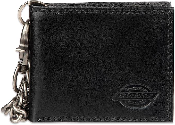 Dickies Men's RFID Everyday Leather Bifold Chain Wallet Black