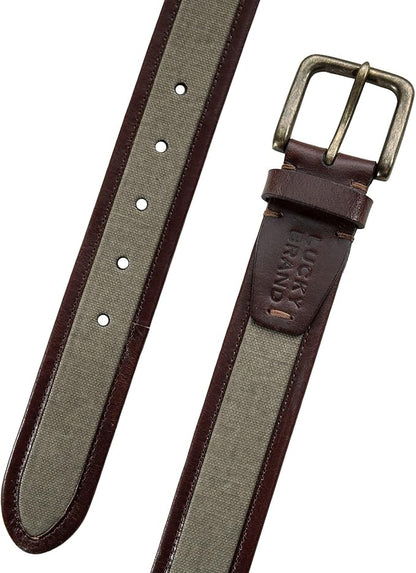 Lucky Brand Men's Jeans Leather Belt| Classic| Casual| Dress| Everyday| American Heritage| Genuine Leather| Metal Buckle