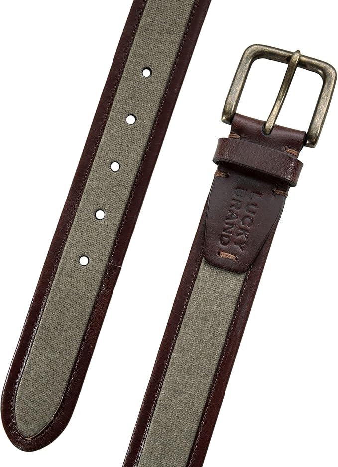 Lucky Brand Men's Jeans Leather Belt| Classic| Casual| Dress| Everyday| American Heritage| Genuine Leather| Metal Buckle