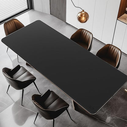 Cacoy 70.9x31.5 Inches Faux Leather Desk Pad Blotter, Waterproof Table Protector Mat, Large Gaming Computer Mouse Pad, Office and Home Desk Matt for Desktop, Black