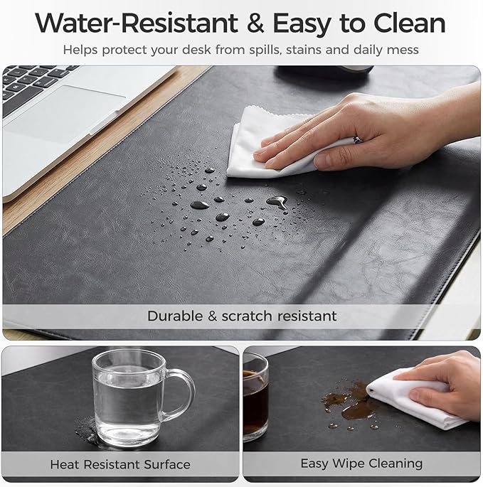 Magnetic Desk Mat System with Wrist Support 80×40cm, Premium Leather Desk Pad with Magnetic Accessories, Waterproof Non-Slip Desk Organizer for Office & Gaming