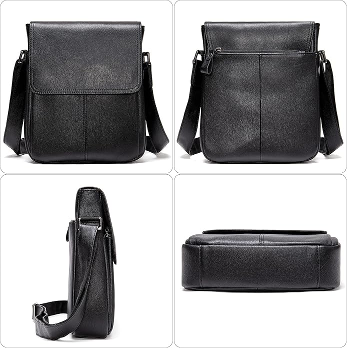 Genuine Leather Messenger Bags Mens Shoulder Crossbody purse Work Business Vintage lager Capacity