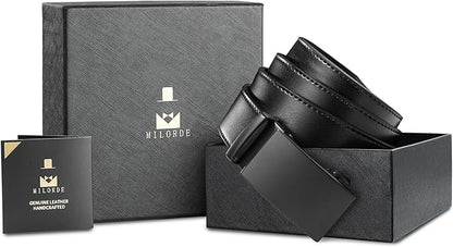 MILORDE Men's Leather Ratchet Belt - 35mm - Customizable Fit