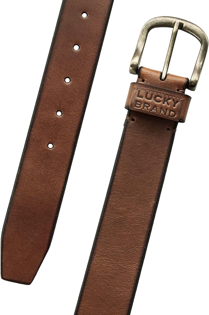 Lucky Brand Men's Jeans Leather Belt| Classic| Casual| Dress| Everyday| American Heritage| Genuine Leather| Metal Buckle