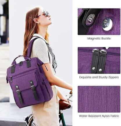 LOVEVOOK 17 inch Laptop Backpack for Women, Teacher Nurse Work Travel Backpacks Purse,Computer Bag, Purple