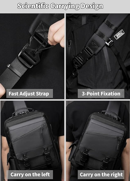 BASICPOWER Laptop Sling Bag for Men Women, Sling Backpack Crossbody Bag Fits 14 inch Computer with USB Port Anti-theft