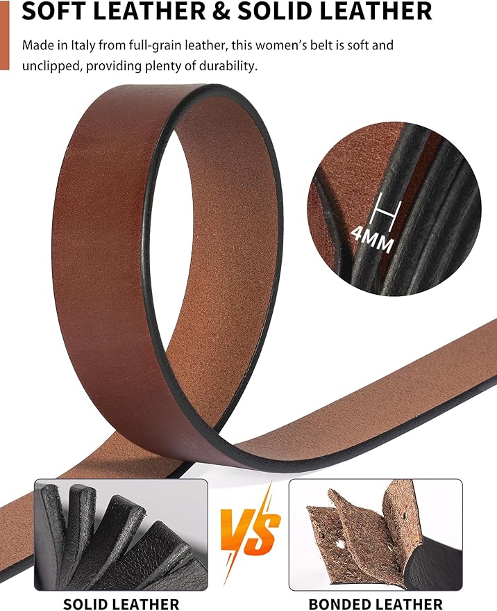 Womens Belts for Jeans Genuine Leather Belt Vintage Solid Brass Circle buckle Gift Box Packaging