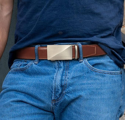 DOOPAI Belt Men, Ratchet Dress Adjustable 1 3/8" Sliding Leather Designer, Size Length Can be Cut, with Gift Box