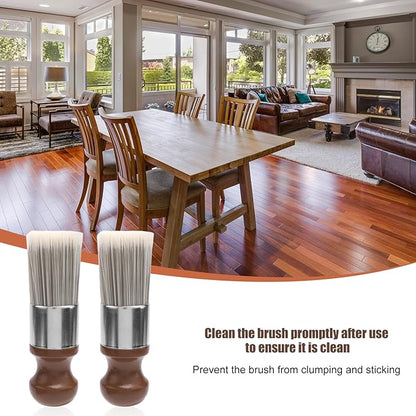 Gosknor 2pcs Salve Brush for Leather Furniture, Wood & Leather Cleaning Brush with Soft Nylon & Polyester Bristles, Brown