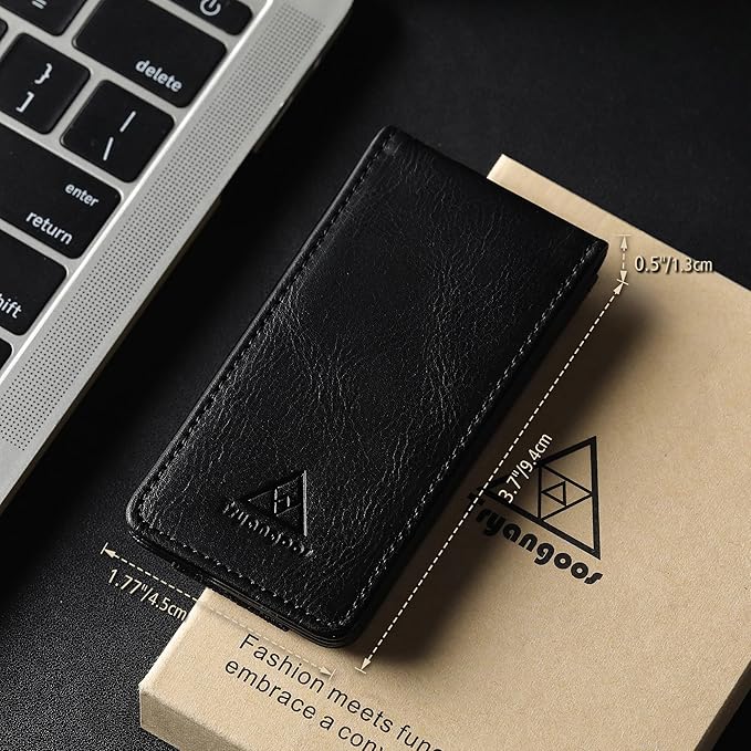 Magnetic Money Clip for Men Leather Money Clip with elastic band Slim Money Clip Holds 5 credit card and10 Bills