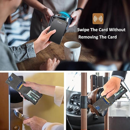 umoven Wallet for Men - with Money Clip Slim Leather Slots Credit Card Holder RFID Blocking Bifold Minimalist Wallet