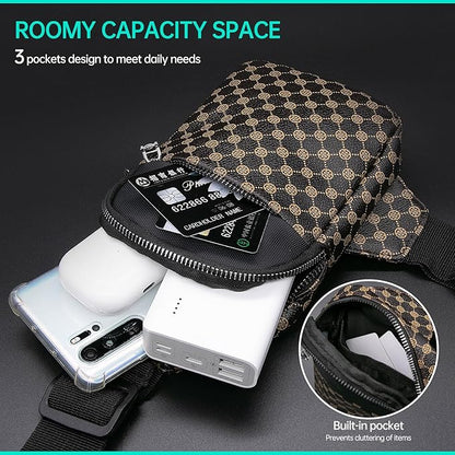 Long Keeper Mini Sling Bag - Women Men Vegan Leather Crossbody Phone Bag Waterproof Travel Running Chest Bag Casual Daypack