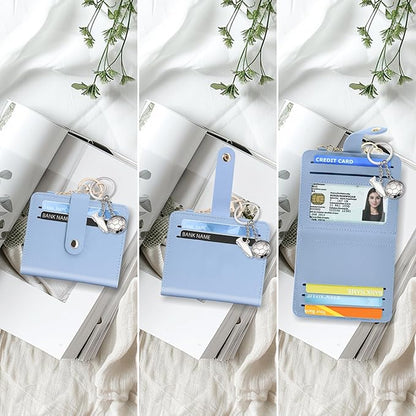 Airkit Small Wallets Woman RFID Blocking Leather Credit Card Holder - with ID Window - Card Wallets for Women - with Zipper Coin Purse - Keychain Wallet