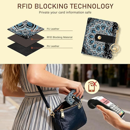 Jogjam Mandala Rfid Ladies Wallet, Small Slim Thin Compact Credit Card Women Wallet, PU Leather Bifold Cash Zipper Coin Pocket ID Window for Female