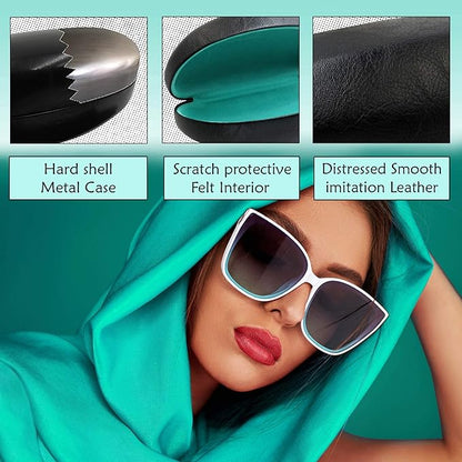 MyEyeglassCase® Large Hard Sunglasses Case | fits Large curved Sunglasses, with microfiber bag and cleaning cloth