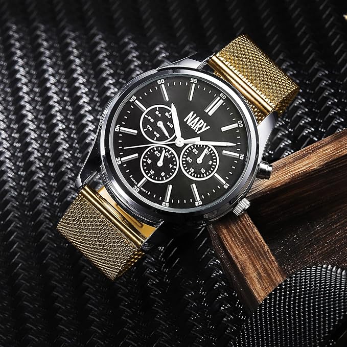 Stainless Steel Mesh Watch Band for Mens Women, Quick Release Mesh Watch Straps 18mm 20mm 22mm 24mm （20mm Gold）