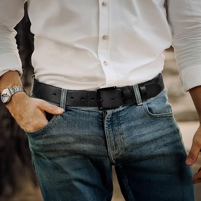 Men's Leather Belt Full Grain Leather Belts for Men Handmade Real Solid Top-Grain Leather Heavy-Duty Work Belt Gifts