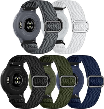 GEAK Stretchy Nylon Watch Bands Compatible with Garmin Venu Sq/Venu Sq 2/Venu 2 Plus, 20mm Loop Elastic Fabric Straps Compatible for Garmin Vivoactive 5 / Vivoactive 3 /Vivoactive 6 Women Men