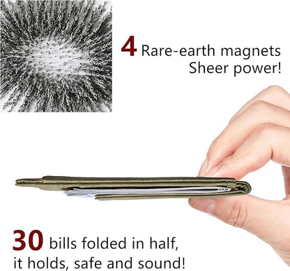 Toughergun Slim Wallet for Men RFID Blocking Money Clip, Minimalist Front Pocket Credit Card Holder, Magnetic Thin Mens Wallets with ID Window