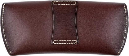 ZLYC Unisex Semi Hard Genuine Leather Eyeglass Case With Belt Loop for Prescription Eyeglasses & Standard Sized Sunglasses