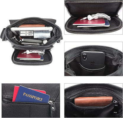 Augus Leather Messenger Crossbody Shoulder Bag for Men Work Business Casual Adjustable straps With YKK Metal Zipper