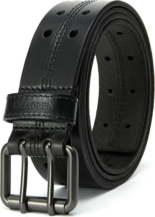 CHAOREN Work Belts for Men Heavy Duty - 1.5" Full Grain Leather Belt Casual - Fully Adjustable, Double Prong