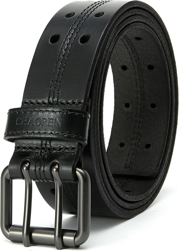 CHAOREN Work Belts for Men Heavy Duty - 1.5" Full Grain Leather Belt Casual - Fully Adjustable, Double Prong