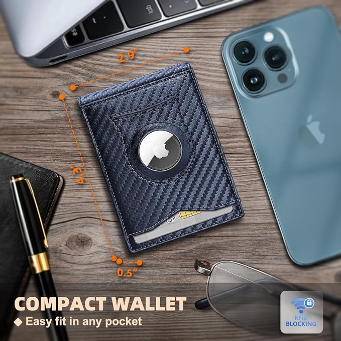 BULLIANT Men Wallet Airtag&Standard Use,Slim Front Pocket Wallet Money Clip for Gifg Men RFID Blocking 11Cards