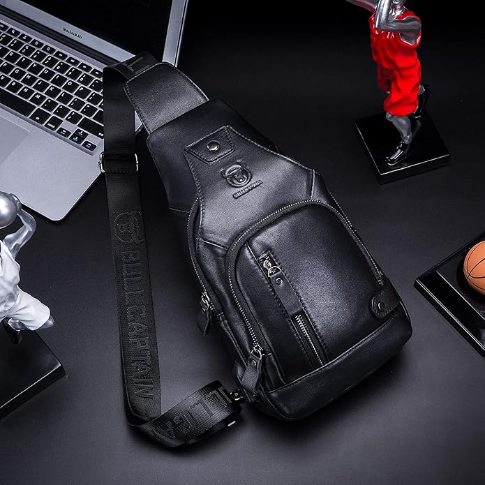 LUKZIJAES Genuine Leather Sling Bag for Men