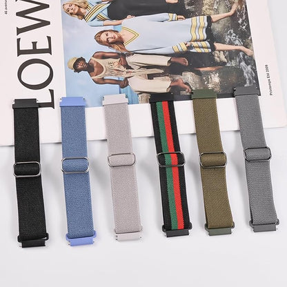Stretchy Bands Compatible with Samsung Galaxy Watch 7 6 4 5 Band 40mm 44mm/Watch 6 4 Classic 47mm 43mm 42mm 46mm/5 Pro/FE/Active 2, 6 Pack 20mm Nylon Sport Strap for Galaxy Watch 7 Band Women Men