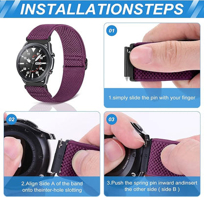 Compatible with 16mm 18mm 19mm 20mm 22mm 24mm Watch Bands Quick Release Replacement Wristband,Adjustable Stretchy Nylon Solo Loop Straps Fabric Braided Sport Elastic Bands for Men Women