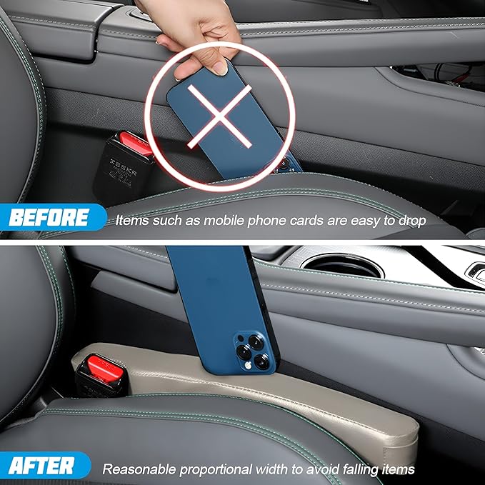 Mandark Car Seat Gap Filler, 2PCS Leather Vehicle Gap Stopper to Fill Between Seat and Console, Automotive Crevice Plug Blocker Accessories from Dropping, Universal for SUV, Sedan, Truck (White)