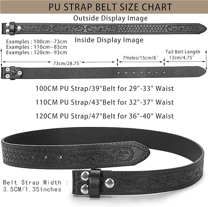 IZUS Vintage Western Belt Strap without Buckle Longhorn-Bull-Embossed Cowboy Belt for Women Men 1-1/2" Wide PU Leather Strap