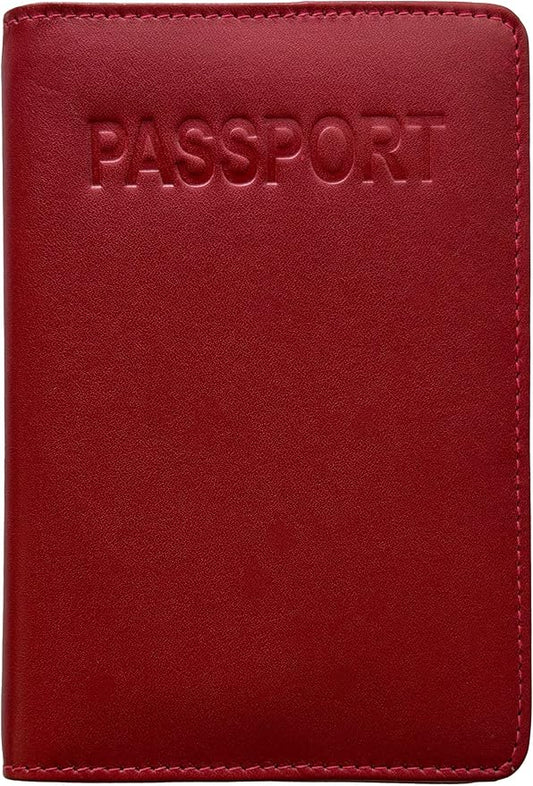 Red Genuine Leather RFID Passport Cover