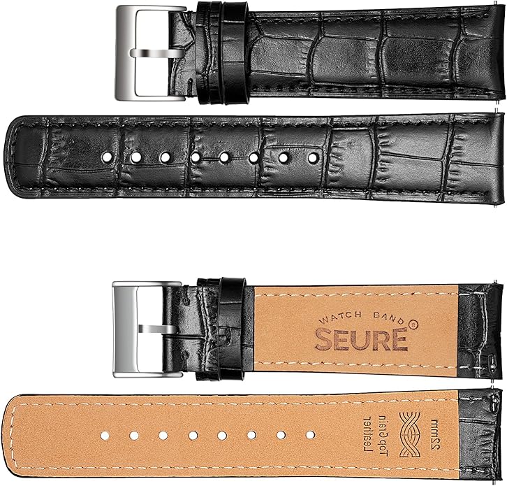 SEURE Quick Release Watch Band,Top Genuine Leather Watch Straps 19mm 20mm 21mm 22mm 24mm for Men and Women