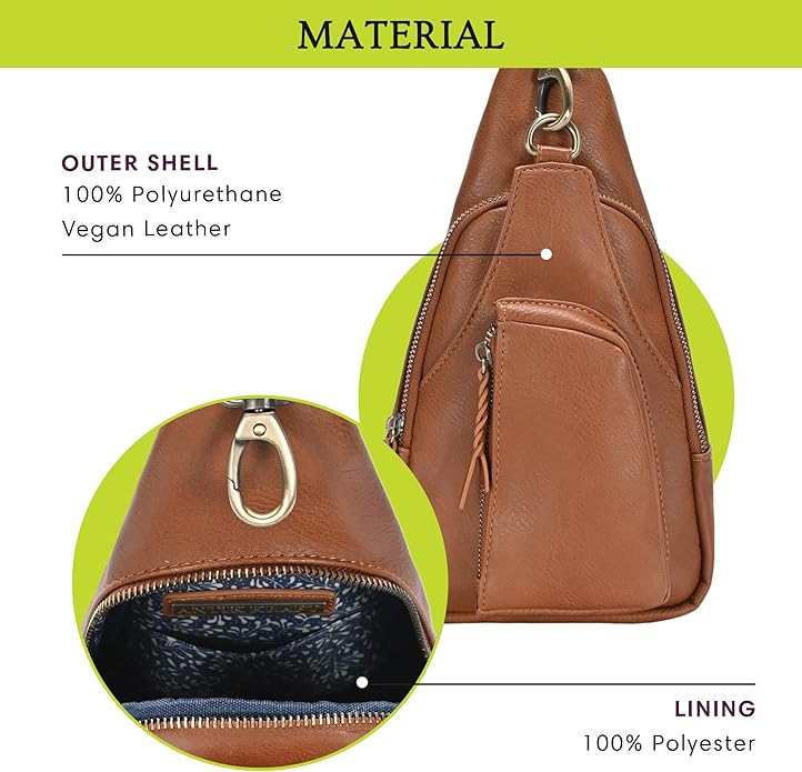 MMS Brands Antik Kraft Tasha Crossbody Sling | Vegan Leather Crossbody Bag for Women with 16-20" Strap | Sling Bags for Women