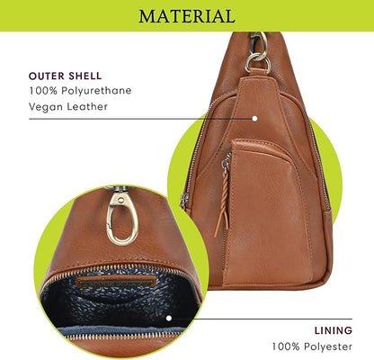 MMS Brands Antik Kraft Tasha Crossbody Sling | Vegan Leather Crossbody Bag for Women with 16-20" Strap | Sling Bags for Women