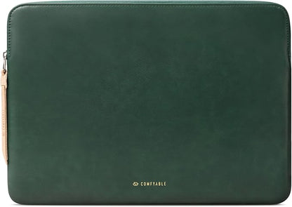 Comfyable Slim Protective Laptop Sleeve Compatible with 13/14 Inch MacBook Air & MacBook Pro M5/M4/M3/M2 Pro/Max 2026, Mac Travel Case, Laptop Pouch, Slim PU Leather Cover, Midnight Green