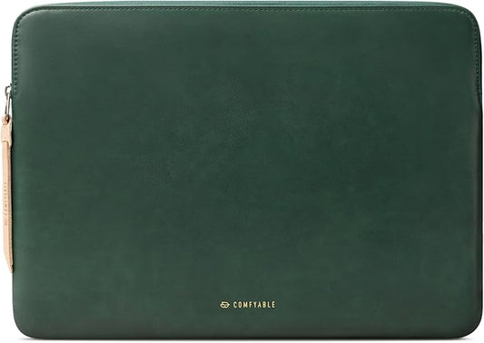 Comfyable Slim Protective Laptop Sleeve Compatible with 13/14 Inch MacBook Air & MacBook Pro M5/M4/M3/M2 Pro/Max 2026, Mac Travel Case, Laptop Pouch, Slim PU Leather Cover, Midnight Green